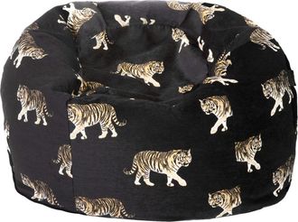 MX HOME Puf de terciopelo con bordados de tigres