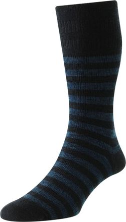 Hj Hall 1 Pair HJ Classic Stripe Wool Softop Socks HJ973 Navy 6-11
