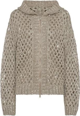 Brunello Cucinelli Dazzling Net cardigan in Warm Beige at Nordstrom, Size Xx-Large Eu