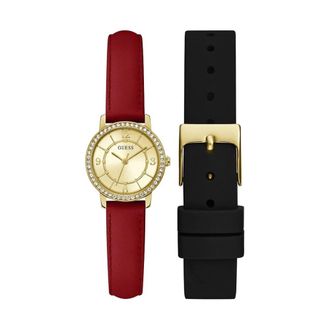 Guess Horloge Set Night Life 28 mm - Dames - Horloges - Geel - ONE Size - Leer - Accessoires