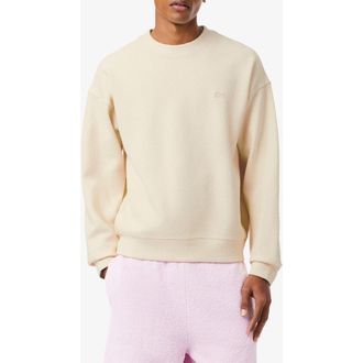 Lacoste Relaxed Fit Cotton Blend Piqu&eacute; Sweatshirt in Naturel Clair at Nordstrom, Size 4