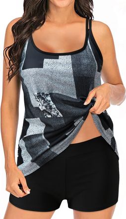 Generic Womens Tankini Set 2 Piece Swimwear Swimming Costume Sexy Printed Tummy Control Comfortable Supportive Beachwear Swimsuit Active Ladies Swimming Tops 