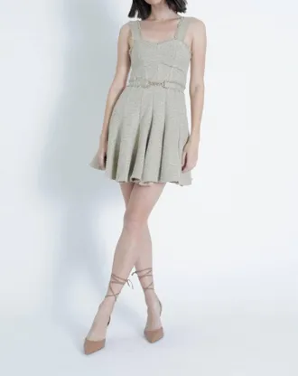 Karina Grimaldi Amelia Tweed Mini Dress In Gold Tweed