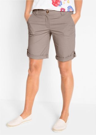 Bonprix Bermudas BONPRIX Stretch Bermuda, Damen, Gr. 38, N-Gr, braun (taupe), Web, Obermaterial: 97% Baumwolle, 3% Elasthan, unifarben, regular fit kniefrei, 
