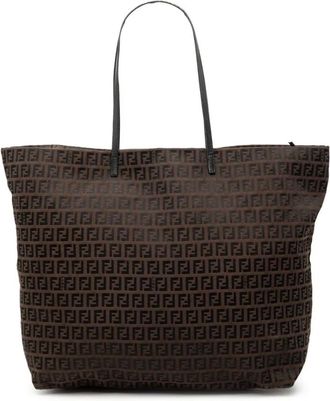 Fendi Pre-owned Tote Bags, female, Brown, Size: ONE SIZE Pre-owned Zucca Print Canvas Tote Bag