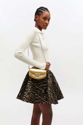 Ganni Gold Lulu Wallet On Chain in Metallic