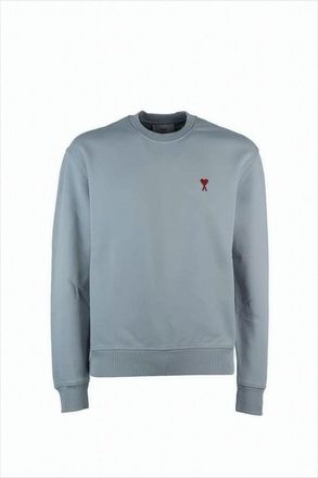 Ami Relaxed Fit Long-Sleeve Crewneck Sweatshirt With Embroidered Heart