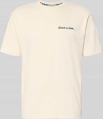 Scotch & Soda T-Shirt mit Label-Stitching in Offwhite, Gr&ouml;&szlig;e XXL