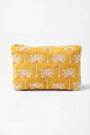 Elizabeth Scarlett Sunrise Palms Everyday Pouch in Mustard Yellow at Nordstrom