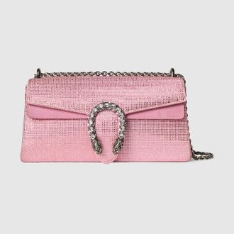 Gucci Dionysus Crystal Medium Shoulder Bag, Pink, Fabric