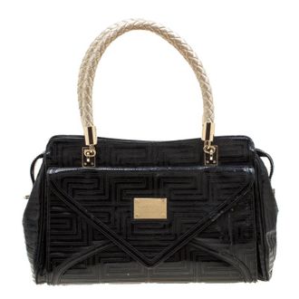 Versace Black Patent Leather And Patent Leather Satchels
