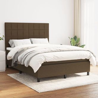 vidaXL Vidaxl - Cama Box Spring Con Colch&oacute;n Tela Marr&oacute;n Oscuro 140x190 Cm