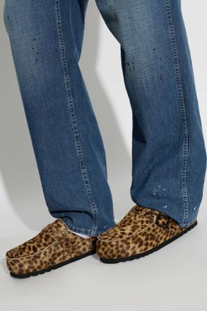 Scholl Dakota Fur Leather Clogs, Womens, Brown