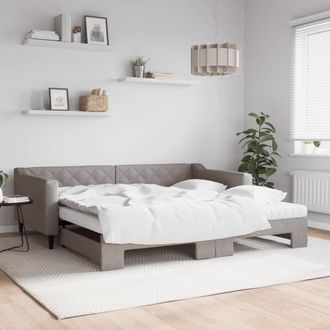 vidaXL Sof&aacute; Cama Nido Con Colch&oacute;n Tela Gris Taupe 100x200 Cm Vidaxl