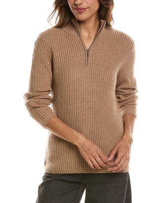 Fort&eacute; Cashmere Zip Mock Neck 100% Cashmere Sweater
