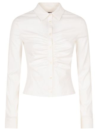 Balenciaga White Ruched Shirt