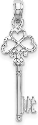 Diamond2Deal 14K White Gold 3-D Hearts Key Charm Pendant