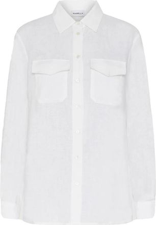 Marella Linen Utility Shirt - Dames - Overhemden - Wit - XL - Linnen - Overhemden
