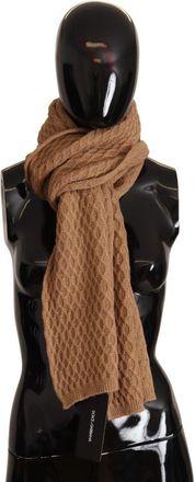 Dolce & Gabbana Dark Brown Wrap Shawl Knitted Camel Womens Scarf