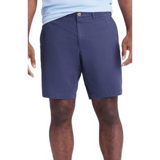 Robert Graham Brightside Flat Front Stretch Cotton Chino Shorts in Cadet Navy at Nordstrom, Size 34