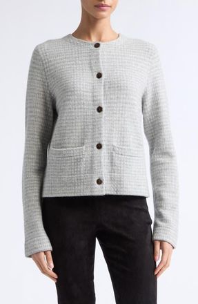 Vince Check Print Knit Jacket in Heather Grey/med H Grey at Nordstrom, Size Xx-Small