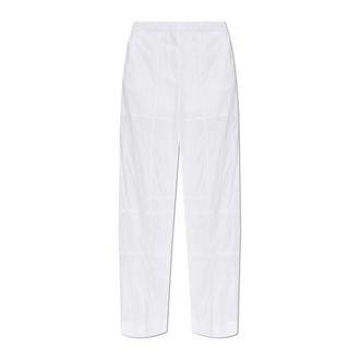 Jil Sander Straight Trousers, female, White, Size: XS Cotton Trousers With Slits in the Legs