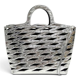 Balenciaga Black Silver Basket Shoulder Bag Tote Bag (Pre-Owned)