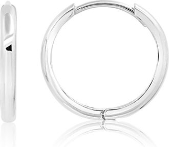 MAX + STONE 14K Yellow Gold 16mm Domed Style Huggie Hoop Earrings with Hidden Post Hinged Closure