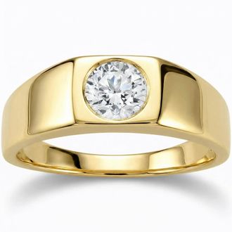 Pompeii3 1Ct Mens Diamond Ring Yellow Gold Lab Grown
