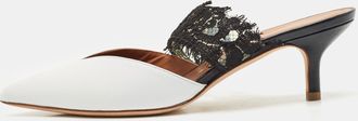 Malone Souliers X Emanuel Ungaro White/black Lace And Leather Maisie Mules