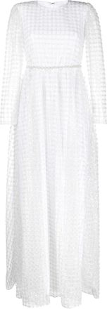 Self Portrait sequinned maxi dress - women - Polyester/Polyamide/Polyester/Polyamide - 10 - White