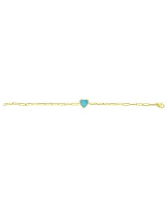 Meira T 14K 5.48 Ct. Tw. Diamond & Turquoise Paperclip Bracelet