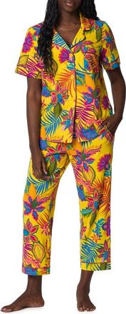Bedhead Pajamas Print Stretch Organic Cotton Jersey Crop Pajamas in Jacobean Floral at Nordstrom, Size X-Small