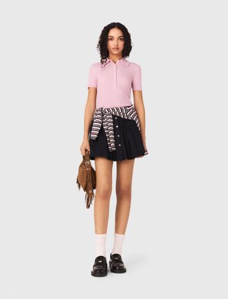 Maje Polo Collar Ribbed Jumper - Pink - Maje