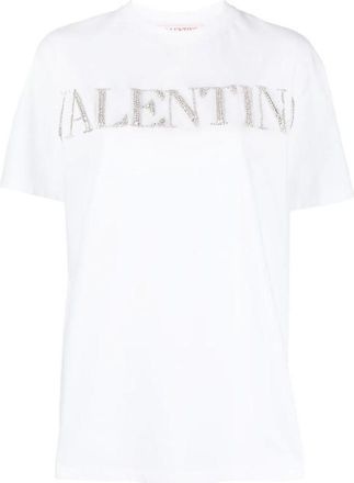 Valentino Garavani Crystal-Logo Cotton T-Shirt