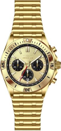 Invicta Aviator 69589 Herenhorloge - Quartz Uurwerk - Staal met Gouden Wijzerplaat - 42 mm