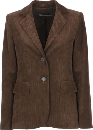 D.exterior Brown Classic Lapel Corduroy Blazer
