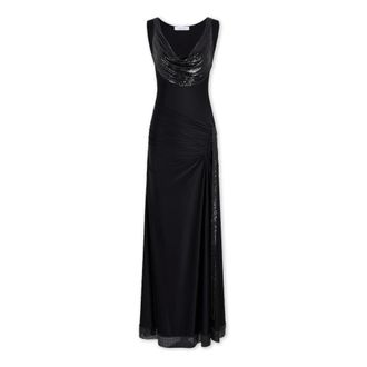 Paco Rabanne Lange jurk van mesh en jersey - Dames - Jurken - Zwart - Maat: S Jersey