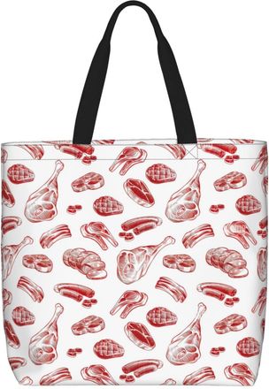 Generic Women Handbag Steak Pattern Ladies Shopping Shoulder Bag Waterproof Lightweight Shopping Bags, For Daily, Wedding, Holiday, Graduation, Swim