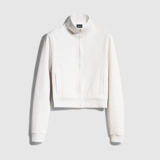 Gucci Rib Cotton Zip Sweatshirt With Web, White