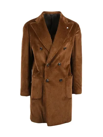 L.B.M. 1911 Brown Cotton Corduroy Double-Breasted Coat