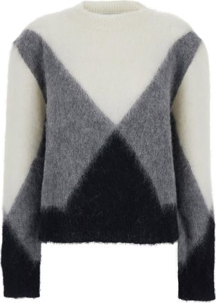 Mauro Grifoni Multicolor Crewneck Sweater With Geometric Motif And Brushed Effect In Wool Woman