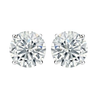Diamond2Deal 3 Ct Round Cut Lab Grown Diamond Stud Earrings 14k White Gold VS Clarity, F-G Color