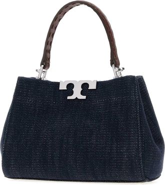 Tory Burch Womens Eleanor Top Handle Bag Navy Fabric