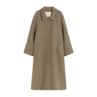 Max Mara Jassen, Dames, Groen, M, Wol, Elegante wollen jas met oversized pasvorm