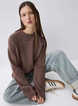 Twik Womens Rolled hem boucl&eacute; knit sweater