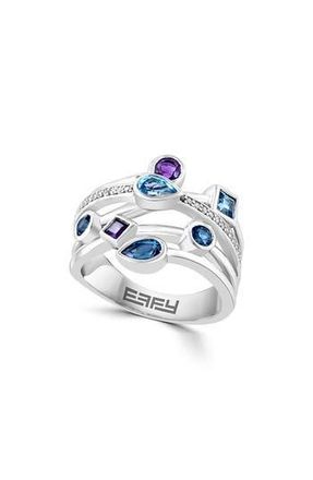 Effy Sterling Silver Diamond Amethyst Blue Topaz Ring - 0.11ct. at Nordstrom Rack, Size 7