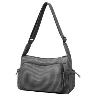 Generic Cymwer Women Nylon Checkered Shoulder Bag Large Capacity Handbag for Daily Use (Grey)