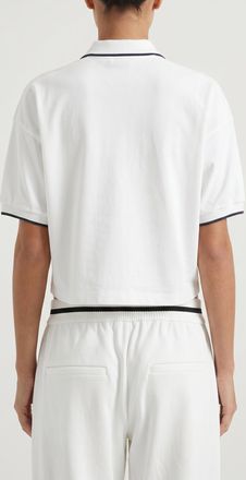 Brunello Cucinelli Contrast-Trimmed Cropped Polo Shirt - White