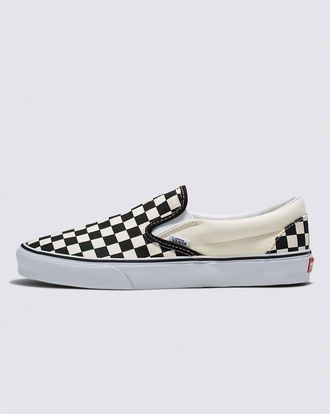 Vans Mens Classic Slip On Checkerboard Shoes In Black And White